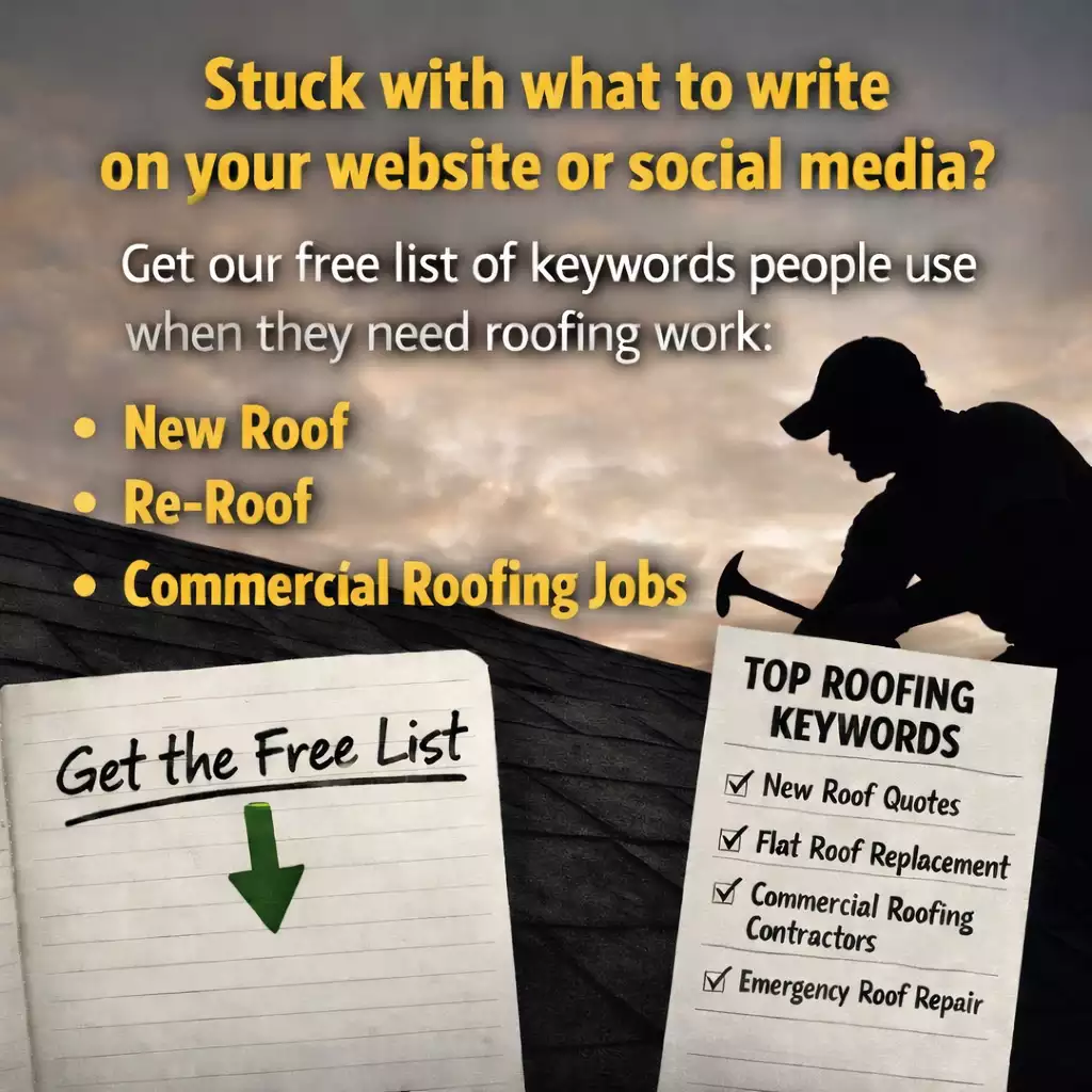 commercial keywords for roofers website and social media no button